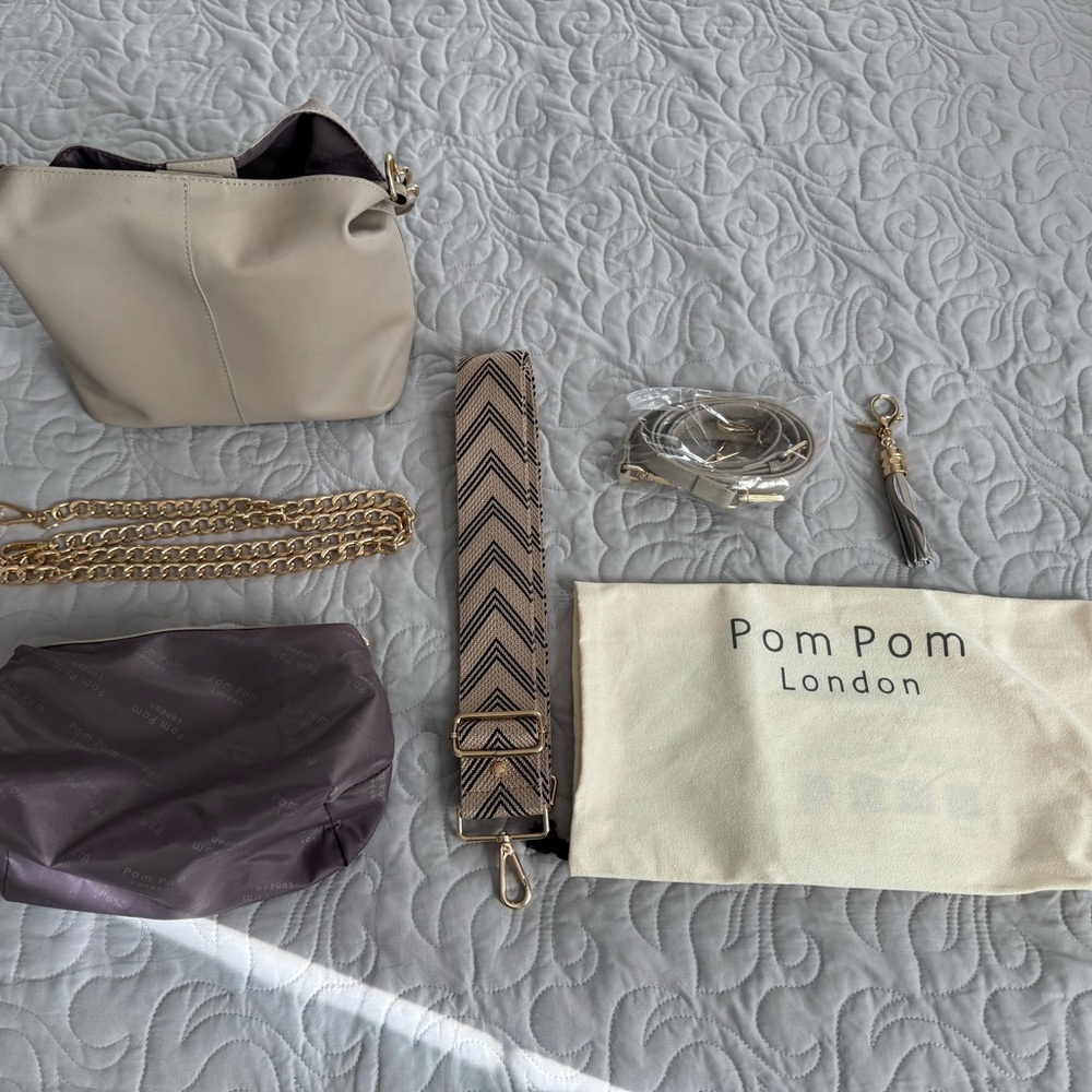 POM POM LONDON: Lambeth Bag Maple Pebble Grain Stone 🌸